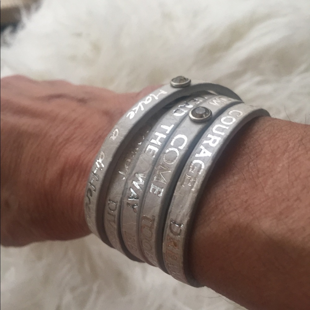 White leather wrap bracelet